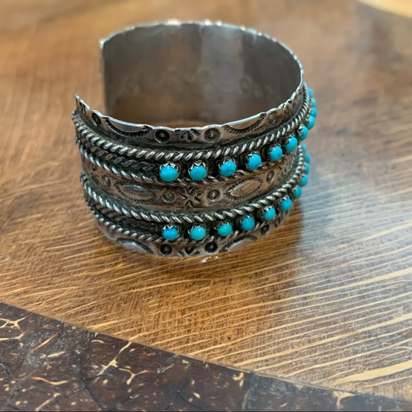 Native American Turquoise and Sterling Silver Cuff Bracelet - Picture 10 of 12